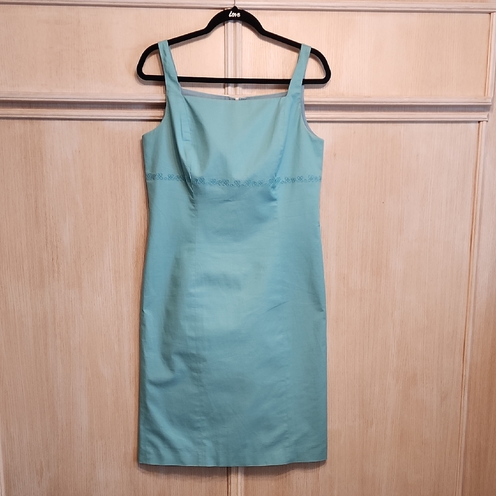 Ann Taylor LOFT Women's Aqua Blue Sheath Dress SZ 8